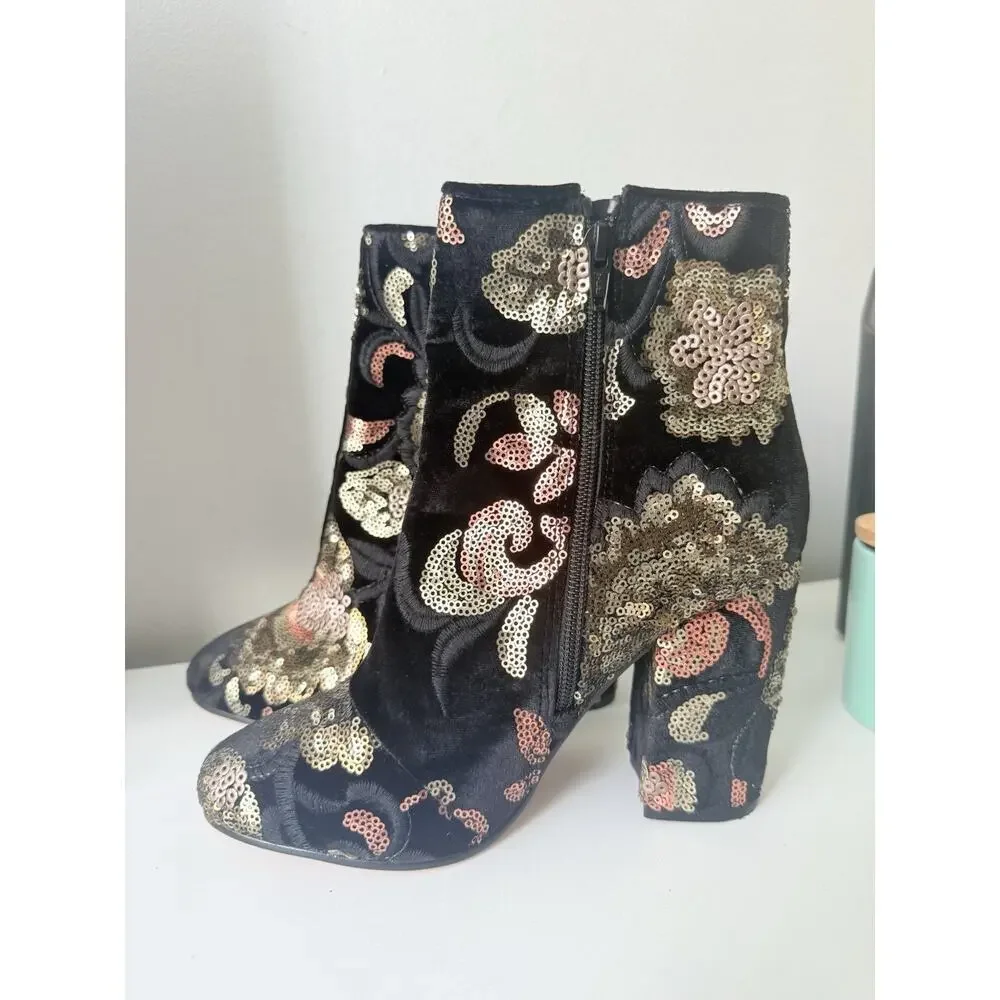 Aldo Sequin Embellished Ankle Boots Size 6.5 - Picture 2 of 9